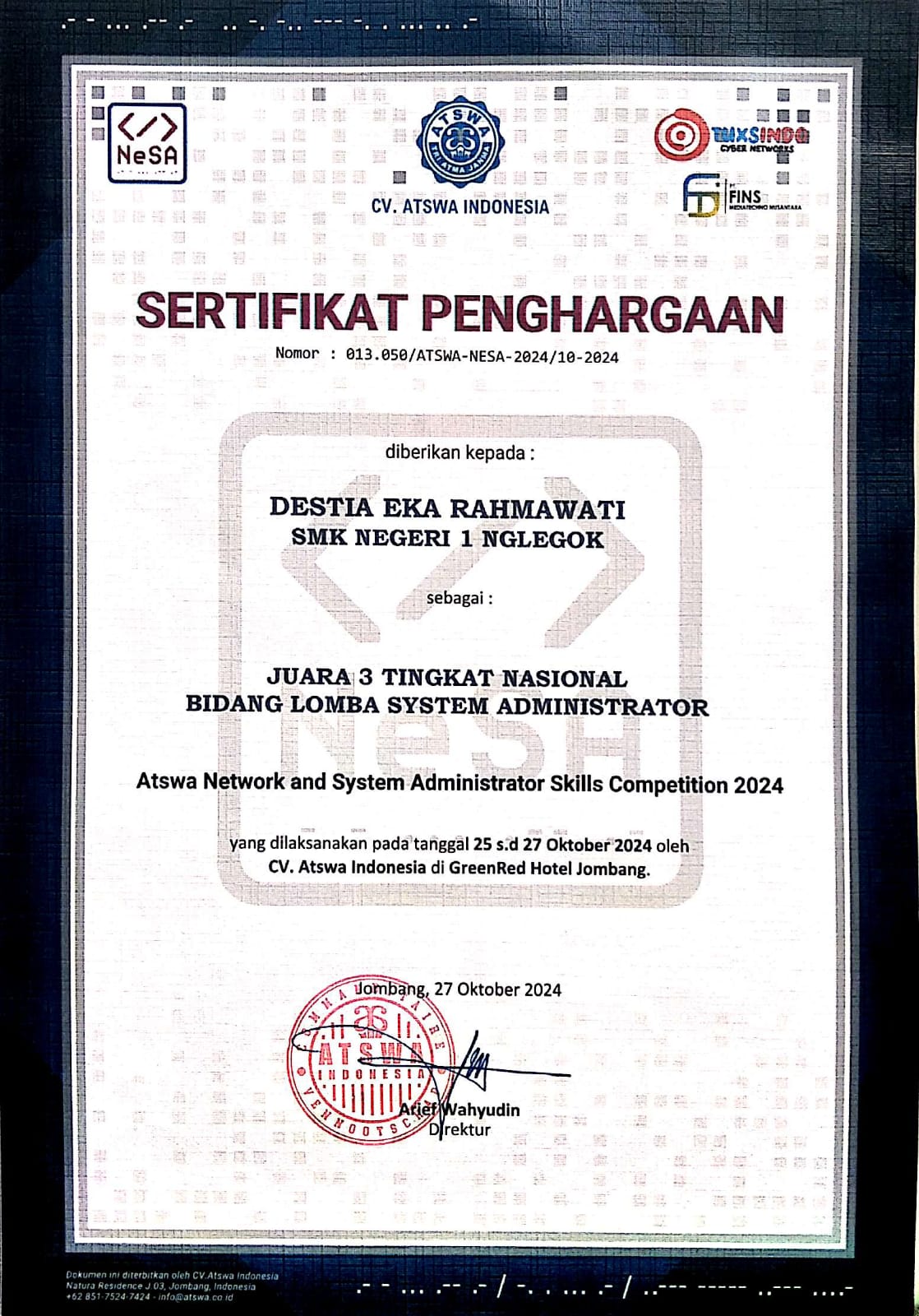 Sertifikat Potrait